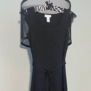 Carmen Marc Valvo Woman’s Little Black Dress With Silver Shimmer SZ S NWOT